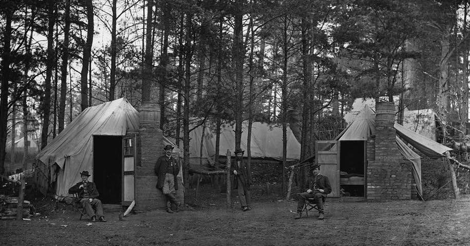 Made camp one very cheap old union sponsored blankets